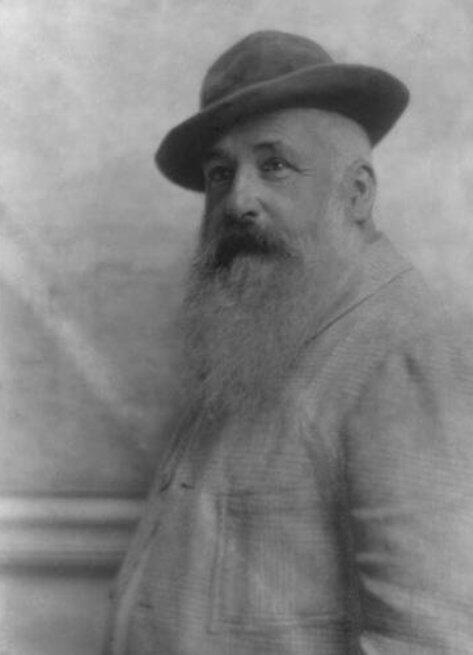 black and white portrait of Claude Monet